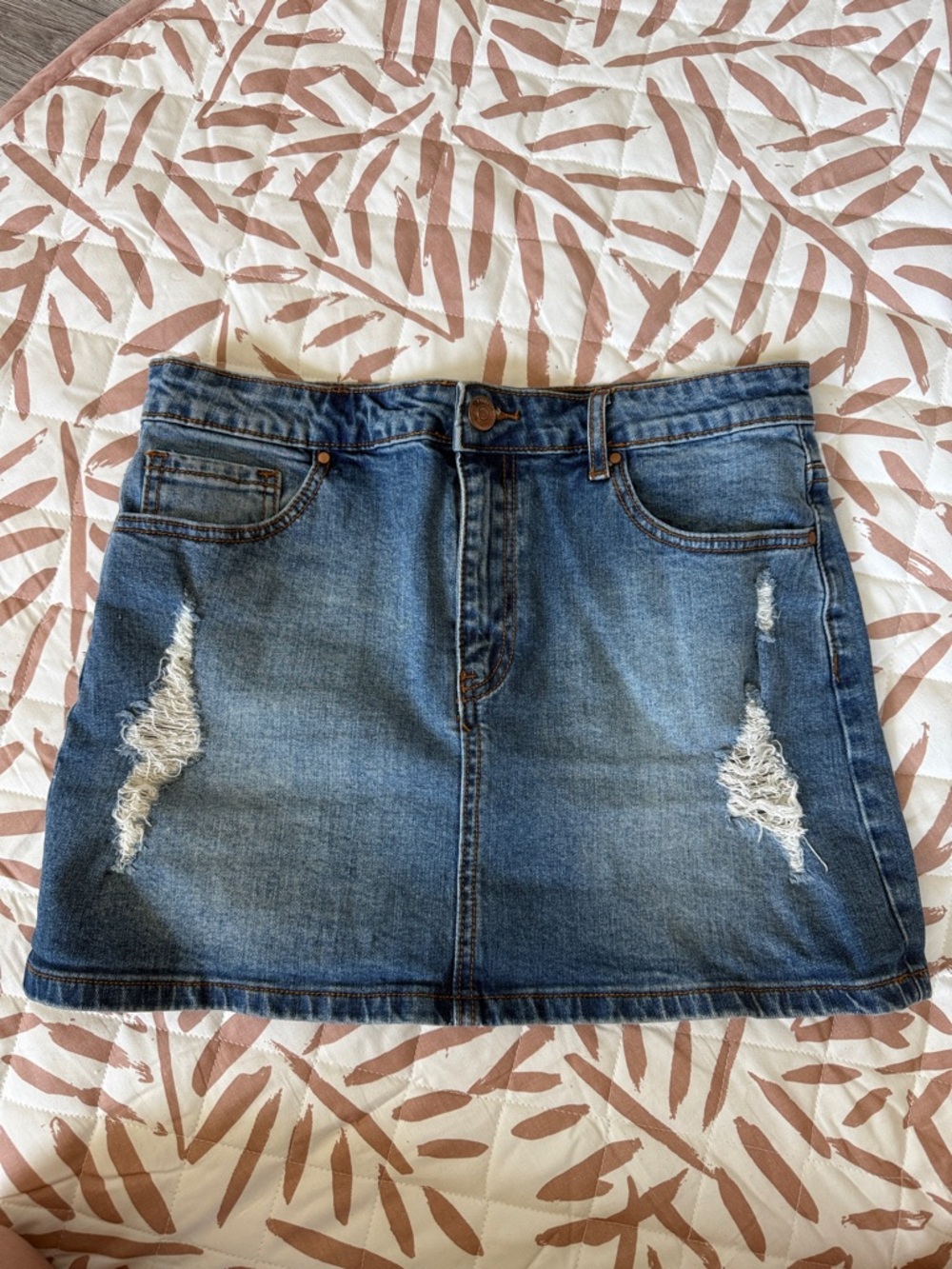 Forever 21 Distressed Denim Mini Skirt - Blue